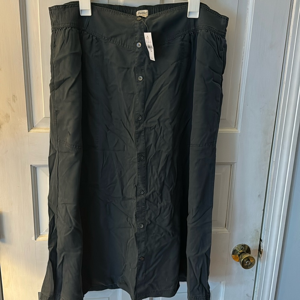 Up west button front midi skirt